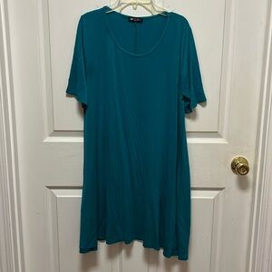 Teal T-Shirt Dress with Pockets, Size M